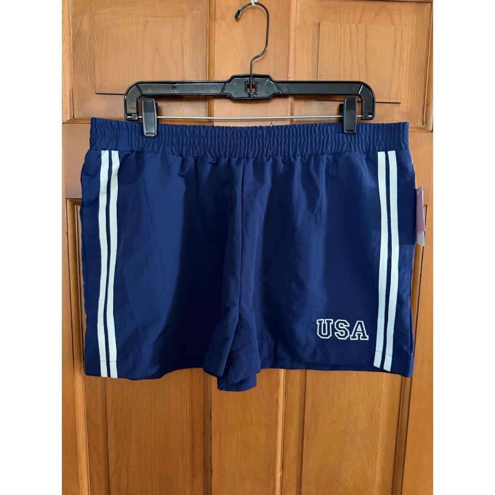 Women's Zoe + Liv Navy Blue Side Striped USA Shorts Size XL NWT